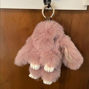 Plush Mauve Pink Bunny Keychain